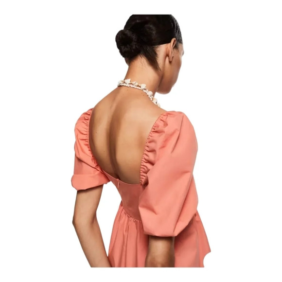 Mango [10]  Puffed Sleeves Cotton Dress - Picture 4 of 7